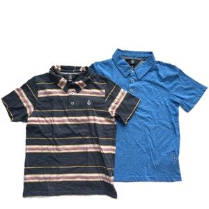 Volcom boys size 6 polos. Blue and multi colored stripe.